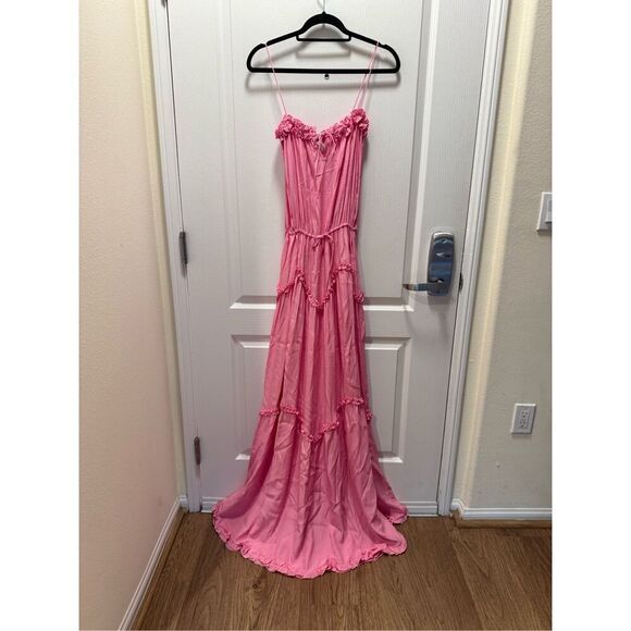 S/W/F Dynamic MAXI DRESS Pink Wine Tasting Wedding Guest Brunch Size S NWT$389 - Picture 4 of 7